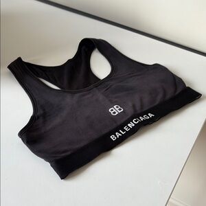 Balenciaga Black Sports Bra Racerback  size L some color fading authentic